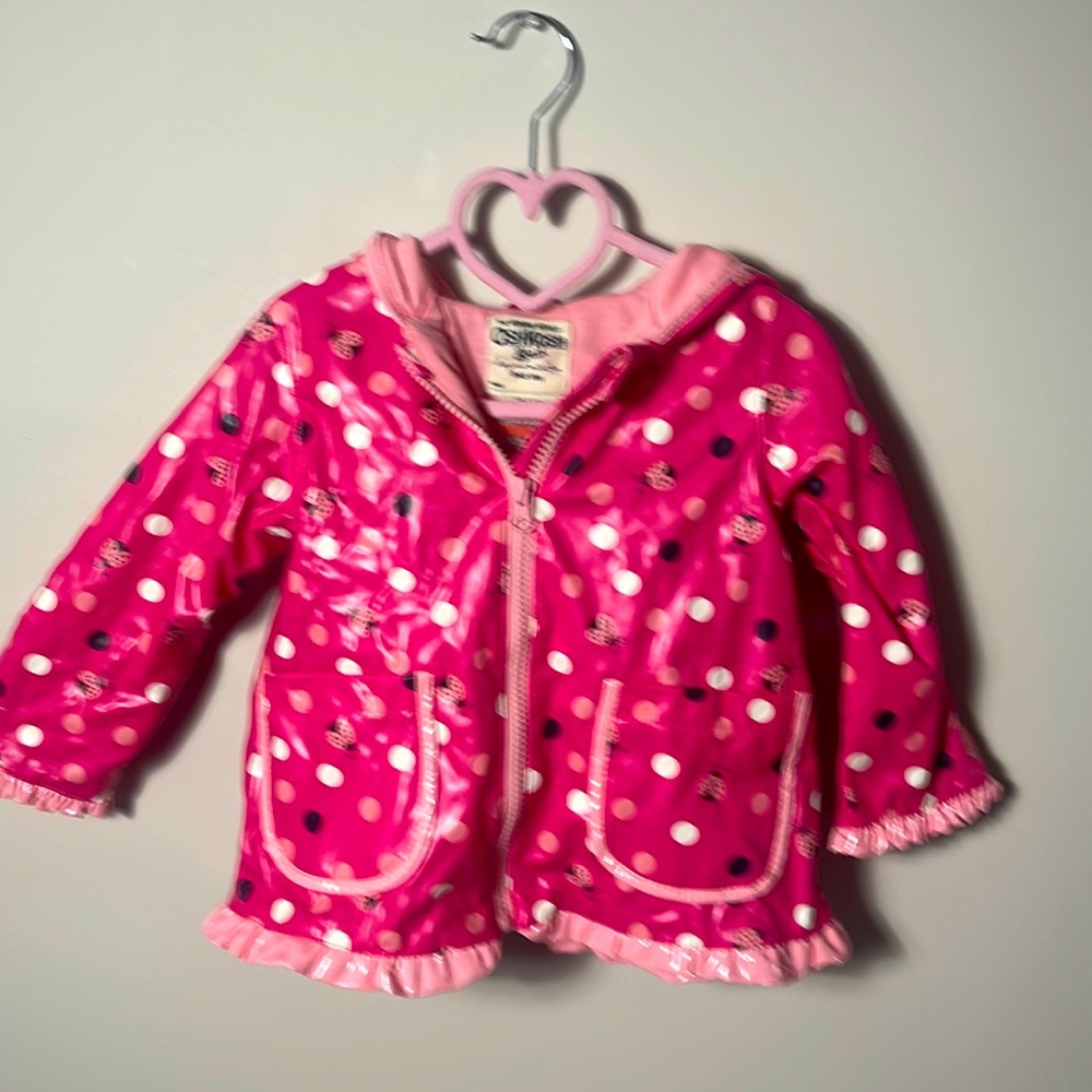 Oshkosh B’gosh Pink Hooded  Ladybug Raincoat Size 2T